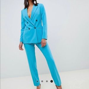 ASOS blue double breasted blazer & trousers